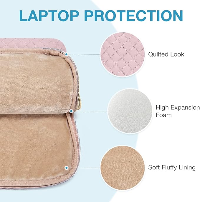 BAGSMART Laptop Case Compatible with 13-13.3 inch Notebook,Compatible with MacBook Pro 14 Inch,MacBook Air,Protective Carrying Bag with Pocket,Handles, Beige