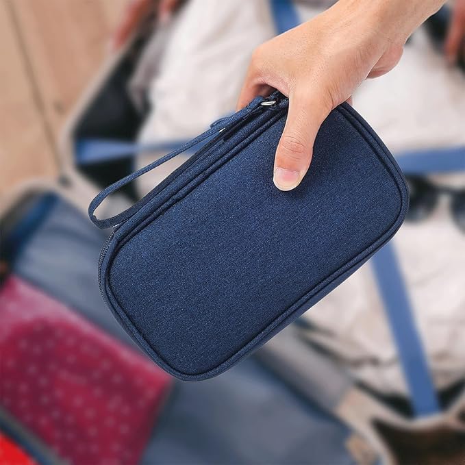 Electronic Organizer Travel Cable Accessories Case, Organizer Bag, Accessories Pouch for Cable, USB, Cord, Charger, Phone, Power Bank, Earphone (Navy Blue)