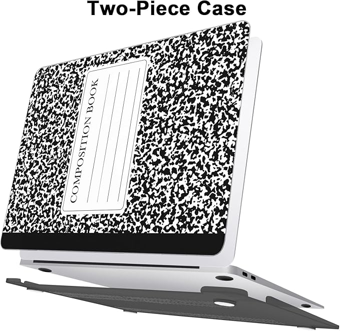 AKIT Compatible with MacBook Air 13 Inch Case 2022-2020 2019 2018 M1 A2337 A2179 A1932, Pattern Laptop Hard Shell Case+Screen Protector+Keyboard Cover for MacBook Air 13.3 Inch, Composition Book
