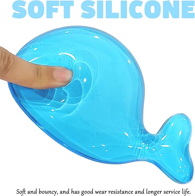Gel Wrist Rest for Keyboard and Mouse Transparent Blue Whale Elbow Pad Cushion Ergonomic Cute Clear Cool Mouse Wrist Pad Silicone Non-Slip Support for Computer Gaming Home Office Men Hand Pillow