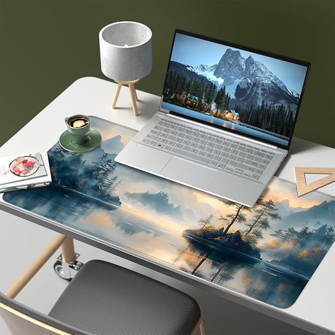 Mouse Pad, Large Anti-Slip with Stitched Edges Desk Mat Desktop Laptop Computer Desk Keyboard Mat,Table Protector Blotter Mat (Mountain, 35.4" x 15.7")
