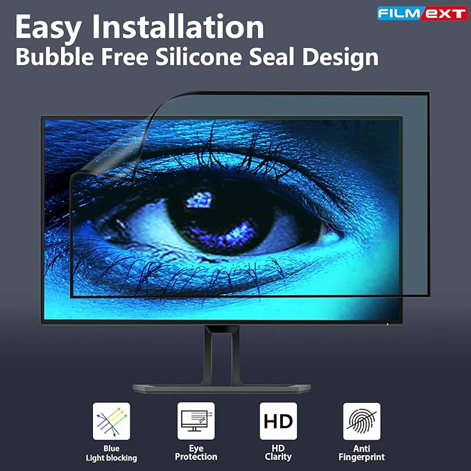 FILMEXT Removable 24 Inch Computer Blue Light Screen Filter for 16:9 Frameless Monitor - Bubble Free High Clarity- Eye Protection Blue Light UV Blocking Protector for Thin Bezel Computer Monitor