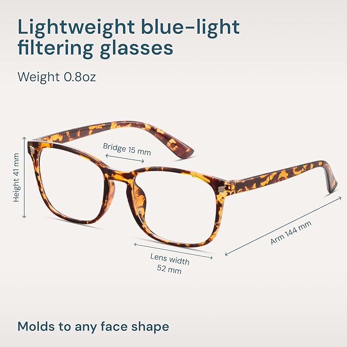 Gaoye Tortoise Blue Light Glasses for Computer & Gaming - Anti UV Ray Lenses, Scratch-Resistant & Comfort Fit