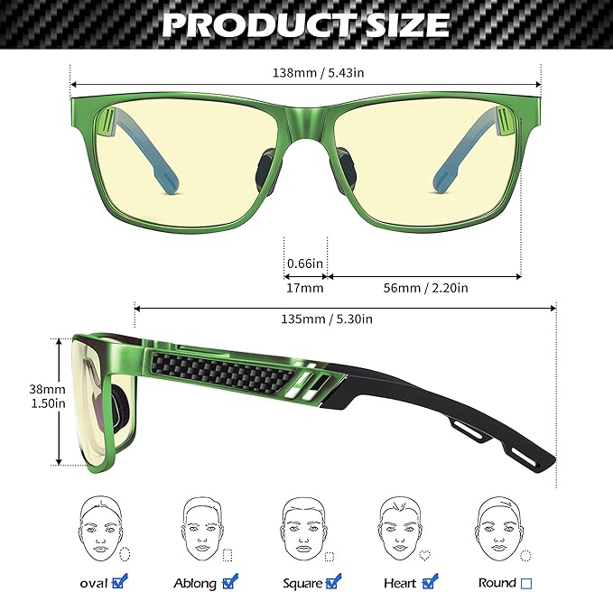 ANYLUV Blue Light Blocking Glasses Men Computer Gaming Glasses Lightweight Al-Mg Metal Anti Eyestrain Eye Protection