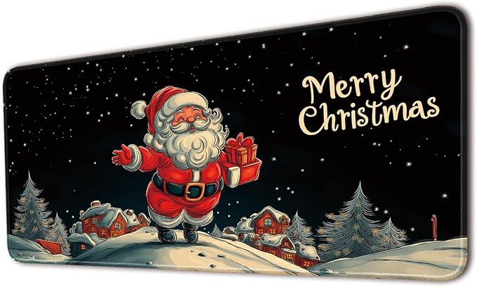 Desk Pad Protector, Office Desk Mat, Large Mouse Pad, Non-Slip Desk Blotter, 23.6x11.8 inch, Merry Christmas Claus Delivering Presents