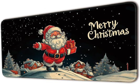 Desk Pad Protector, Office Desk Mat, Large Mouse Pad, Non-Slip Desk Blotter, 23.6x11.8 inch, Merry Christmas Claus Delivering Presents