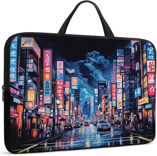Laptop Sleeve Bag with Handle Computer Protective Soft Cover Case for 14 Inch 13 Inch Laptop,Japanese Street