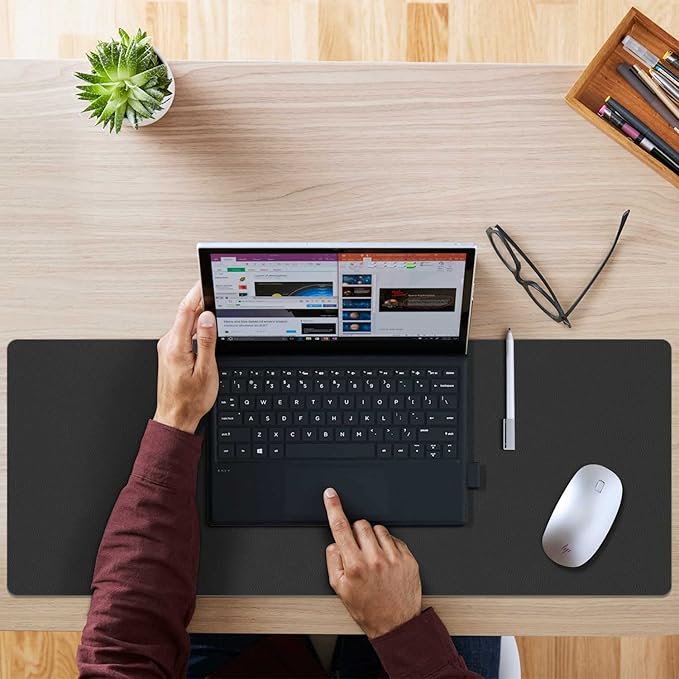 Aothia Double-Sided PU Leather Desk Pad - Non-Slip Large Mouse Pad & Desk Mat for Office, Home - Waterproof, Easy to Clean, Durable Dual-Sided Surface (36" x 17", Black)