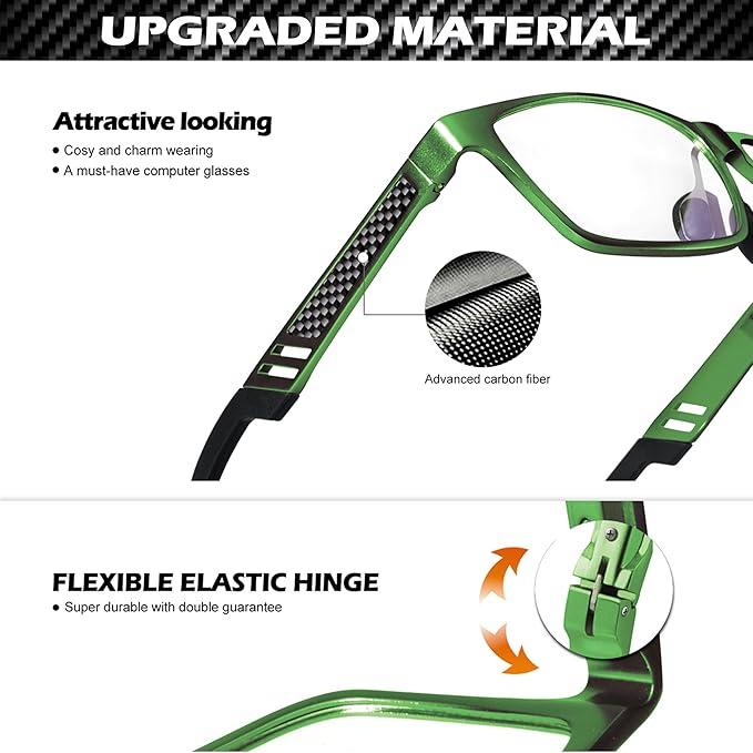 ANYLUV Blue Light Blocking Glasses Men Computer Gaming Glasses Lightweight Al-Mg Metal Anti Eyestrain Eye Protection