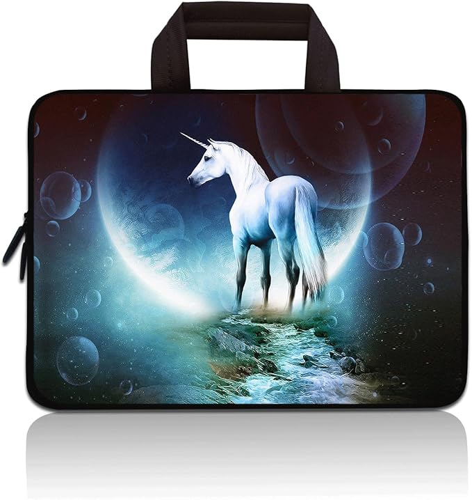 14 15 15.4 15.6 inch Laptop Handle Bag Computer Protect Pouch Holder Notebook Sleeve Neoprene Cover Soft Carrying Travel Case Fit Dell Lenovo Toshiba HP Chromebook ASUS Acer(Unicorn & Moon)