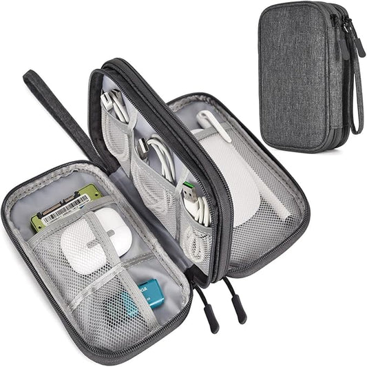 Travel Cord Organizer Electronics Organizer Travel Case, Travel Cable Organizer Bag Waterproof Portable Accessories Case for Cable, Charger, Phone, Power Bank, Earphone (Dark Gray, Large)