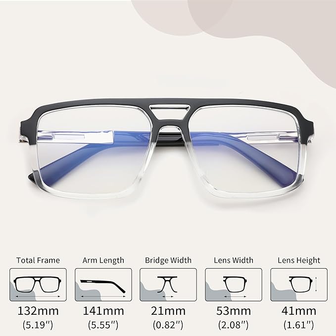 FEISEDY Retro Aviator Blue Light Glasses for Men Women Square Frame Computer Reading/TV/Phones Glasses B0209