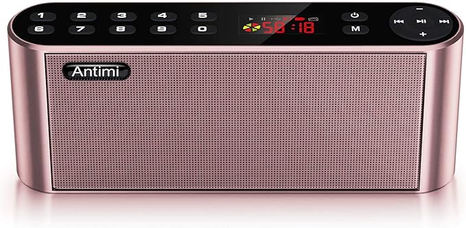 Antimi Bluetooth Speaker,FM Radio Player,MP3 Player Stereo Portable Wireless Speaker Drivers with HD Sound, Built-in Microphone, High Definition Audio and Enhanced Bass(Black) (Pink)