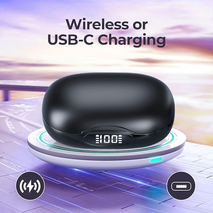 Bluetooth Headphones with Wireless Charging, Wireless Earbuds 80Hrs Playback Sport Ear Buds with Earhook LED Display Charging Case IPX7 Waterproof Earbud Deep Bass Running Earphones for iOS Android