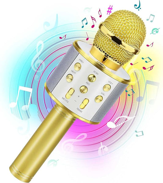 Birthday Gifts for 3-11 Year Old Girls, Bluetooth Karaoke Microphone for Kids Gifts for Teenage Girls Christmas Stocking Stuffers for Kids Popular Toys for 4-12 Year Old Boys Girls - Gold