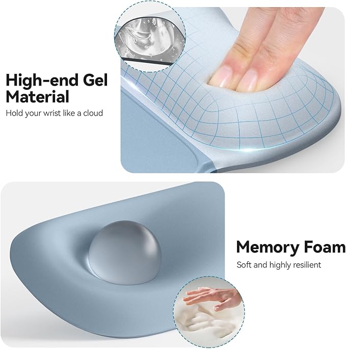 TECKNET Gel Mouse Pad with Wrist Rest, 3 in 1 Keyboard Wrist Rest for Pain Relief, Non-Slip PU Base & Easy Typing, Ergonomic Mousepad Set for Office & Home