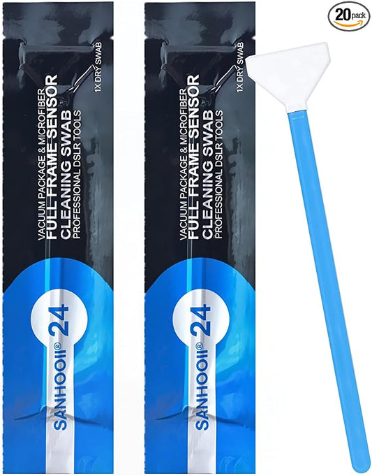 20 Pack DSLR or SLR Mirrorless Digital Camera Cleaning kit, (No Cleaning Solution) Dry Full Frame Sensor Cleaning Swab by SANHOOII