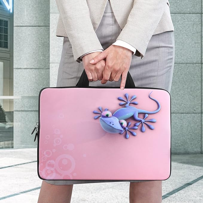 iColor 14-15.6 inch Laptop Bag Sleeve Handle Chromebook Case Holder Pouch Notebook Sleeve Neoprene Cover Soft Carrying Travel Case Cute Gecko ICB-20