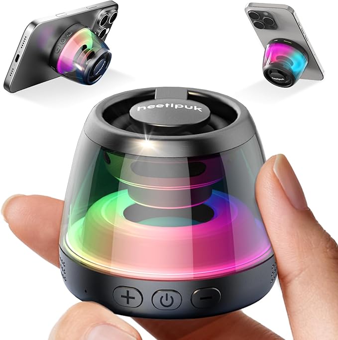 Mini Bluetooth Speaker, Teen Gift Ideas, Loudspeaker with Bass Diaphragm, 5W Internal-Magnet Speaker, 7H Playtime,TWS, RGB Light, TF Card Slot