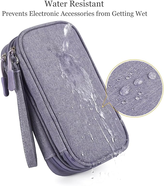 Travel Electronic Organizer Pouch Bag, Waterproof Portable Electronic Accessories Storage Multifunctional Case for USB, Cable, Cord, Charger, Phone, Power Bank, Earphone (Purple, Large)