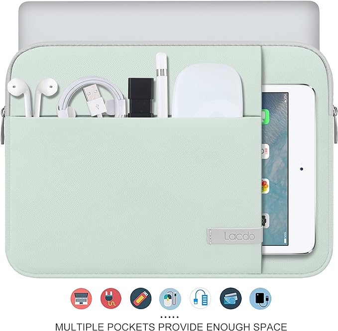 Lacdo 15-15.6 Inch Laptop Sleeve Case for Acer HP Lenovo Dell ASUS Laptop, Acer Aspire 15, HP Pavilion/Envy 15, Dell Inspiron/Latitude 15, Lenovo IdeaPad 15, ASUS ZenBook 15 Computer Bag, Green
