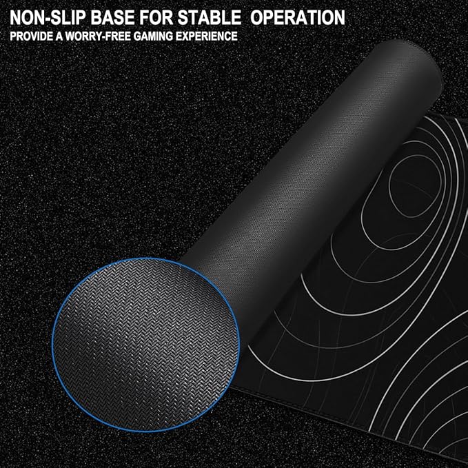 Gaming Mouse Pad, 31.5" x15.7" Large Mat with Superior Micro-Weave Cloth, Water Resist Keyboard Mousepad with Non-Slip Base, Laptop Pad for Office Home Gaming, Black White Line