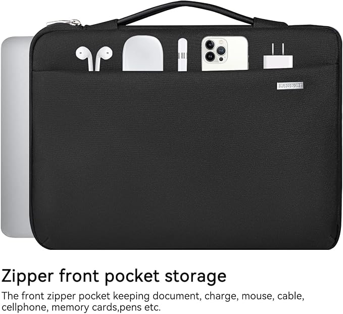 LANDICI 360°Laptop Sleeve Case 14 15 Inch Compatible with MacBook Air 15 M2/M3/M4 2022-2025, MacBook Pro 15, Hp chromebook 14, Waterproof Computer Bag Cover with Handle, Black