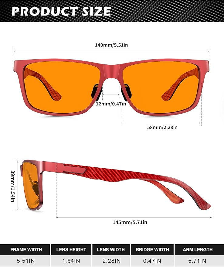 ANYLUV Carbon Fiber Reading Glasses for Men Women, Blue Light Blocking Computer Readers, Anti Glare Spring Hinge