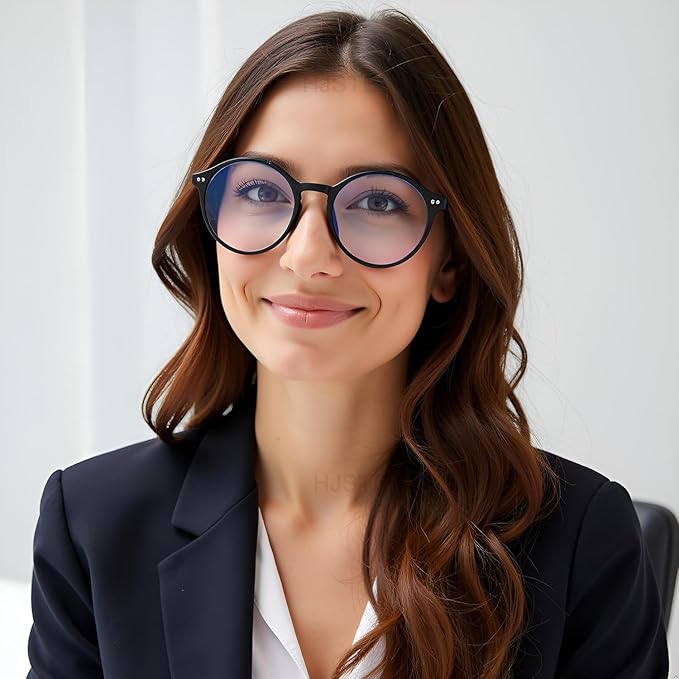 HJSTES Vintage Blue Light Glasses for Women Men Round Bluelight Blocking Glasses Thick TR90 Frame Eyeglasses