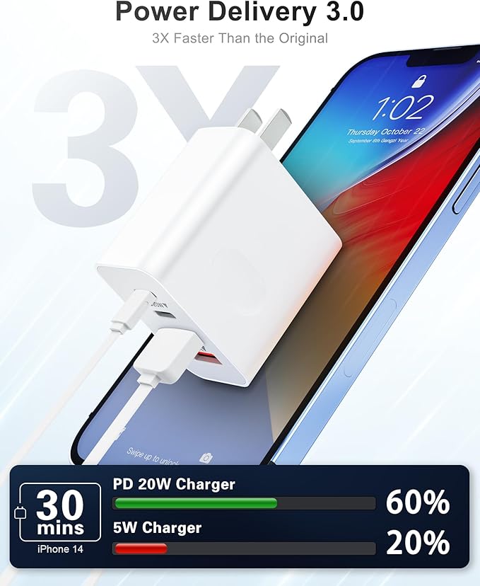 USB C Charger Block [4 Pack], 40W 4-Port Fast Charging Blocks USB C Wall Charger Dual Port PD + QC USB Wall Plug Multiport Brick Type C Block USBC Cube for iPhone 16 15 14 13 12 11 Pro Max, Samsung