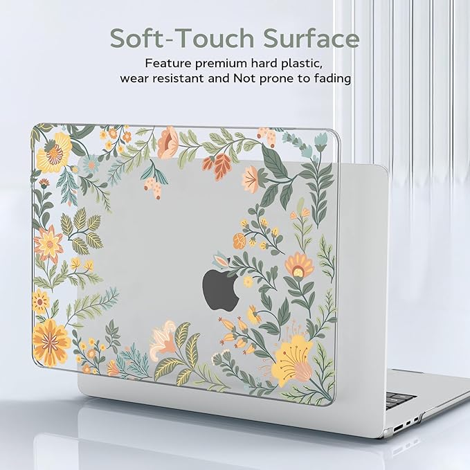 B BELK Compatible with MacBook Air 13 inch Case M5 2026 2025 2024-2022 M4 M3 M2 A3449 A3240 A3113 A2681, Plastic Hard Shell+Keyboard Cover+Screen Protector for MacBook Air 13.6 inch Case,Sunlit Floral