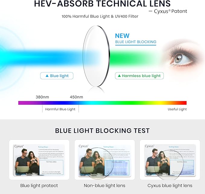 Cyxus Blue Light Glasses for Men and Women, Round Metal Frame Computer Eyeglasses for Office, Gaming, Reading 8090