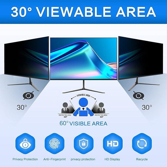 ZOEGAA 21.5 Inch Computer Privacy Screen Filter for 16:9 Widescreen Computer Monitor 18.8"x10.6" - Computer Screen Privacy Shield and Anti Blue Light Anti-Glare Screen Protector