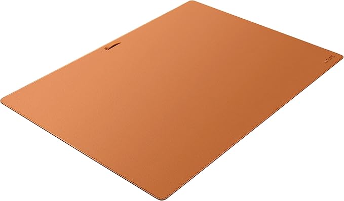 Leather Desk Mat Cable Organizer 23.6" x 17" | Premium Brown Vegan Leather Desk Protector Blotter Mouse Pad with Felt Non Slip Bottom for Home Office