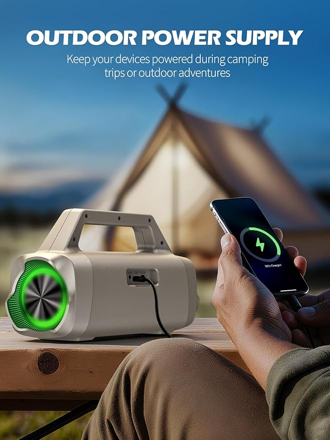 Speakers Bluetooth Wireless, 80W Peak Loud Outdoor Speaker with Bass, 20H Playtime, IPX6 Waterproof, TWS, BT5.3, Portable for Camping Hiking Boating Pool Beach, Desert Yellow