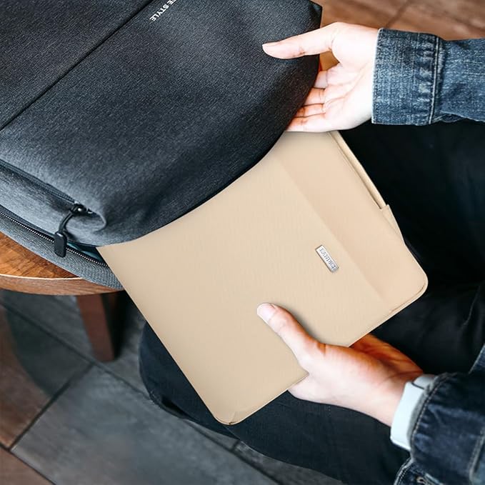 LANDICI 360°Laptop Sleeve Case 14 15 Inch Compatible with MacBook Air 15 M2/M3/M4 2022-2025, MacBook Pro 15, Hp chromebook 14, Waterproof Computer Bag Cover with Handle, Apricot