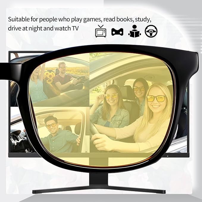 Polarized Sunglasses for Women Men, Night Driving Glasses Anti Glare Yellow Lens UV 400 for Day Night Use
