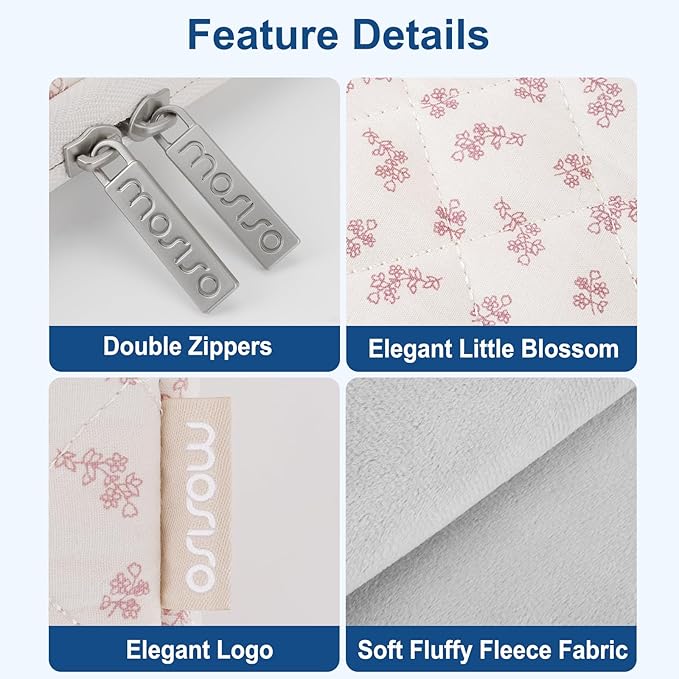 MOSISO 13-14 inch Laptop Case, 13.3 inch Puffy Laptop Sleeve Compatible with MacBook Air 13.6 M4 M3 M2 M1/Pro 13/Pro 14, HP Dell ASUS Lenovo, Square Quilted Bag&Small Case, Elegant Little Blossom