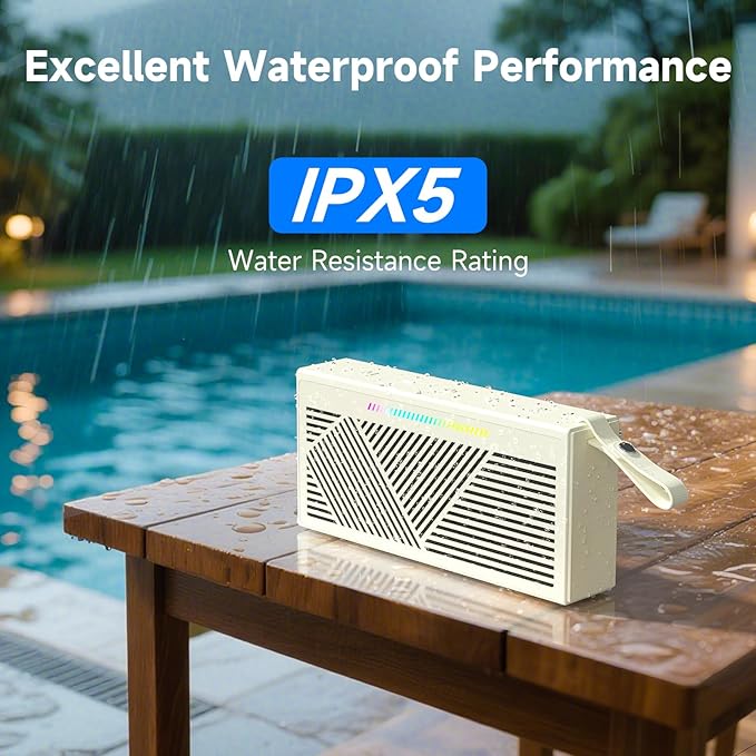 Bluetooth Speaker Wireless Portable IPX5 Waterproof for Home Party Outdoor Beach, Beige