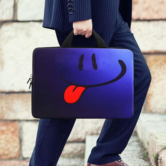 icolor Smile 14 15 15.4 15.6 inch Laptop Handle bag Computer Protect Case Pouch Holder Notebook Sleeve Neoprene Cover Soft Carring Travel Case for Dell Lenovo Toshiba HP Chromebook ASUS Acer ICB-05