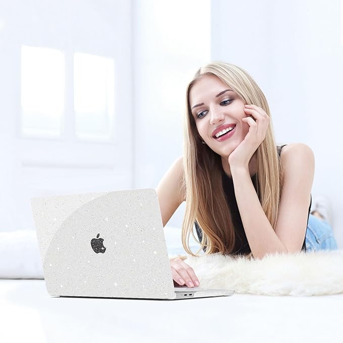 B BELK Compatible with MacBook Air 13 inch Case M5 2026-2022 M4 M3 M2 A3449 A3240 A3113 A2681, Glitter Plastic Hard Shell+Keyboard Cover+Screen Protector for MacBook Air 13.6 inch Case, Sparkly Clear