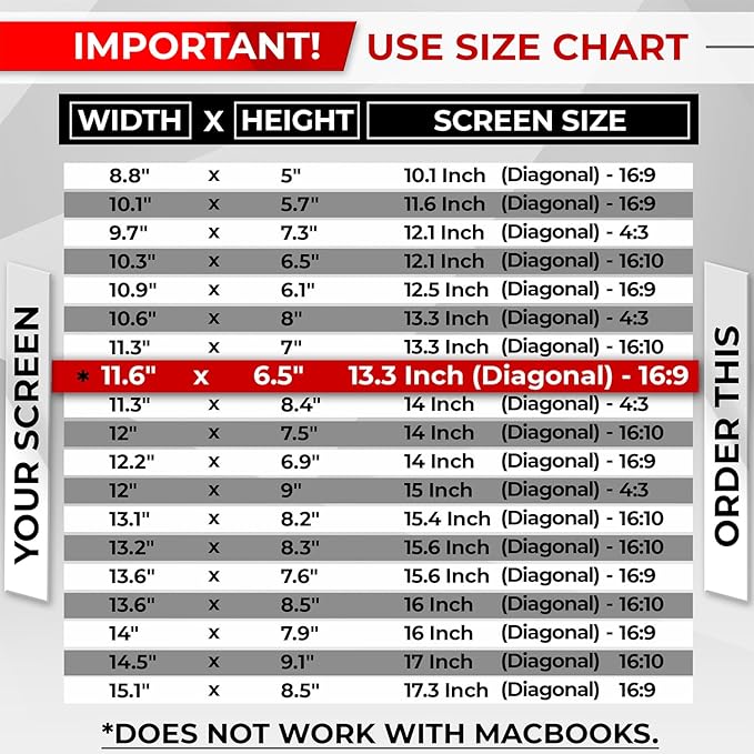 SightPro Magnetic Laptop Privacy Screen 13.3 Inch 16:9 - Patented Removable Laptop Privacy Filter Shield and Protector