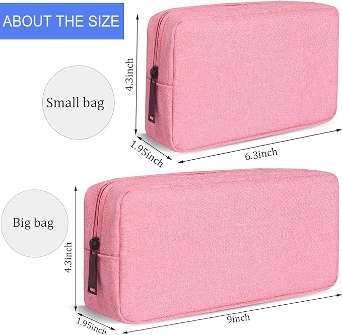 Electronics Organizer Travel Bag, Small Cable Organizer Case Waterproof Accessories Pouch, Travel Electronic Carrying Case for Cable, Cord, Charger, Phone, Power Bank, Earphone (Small-Pink)