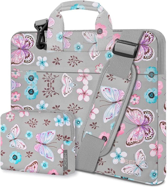 Hseok Laptop Shoulder Bag 13-14 inch Shockproof Water-Resistant HandBag with Small Case Compatible with MacBook Pro/Neo 14" M5/M4/M3/M2/M1, Mac Air/Pro 13.3", XPS 13/14, Most 13"-14" PC,Butterfly