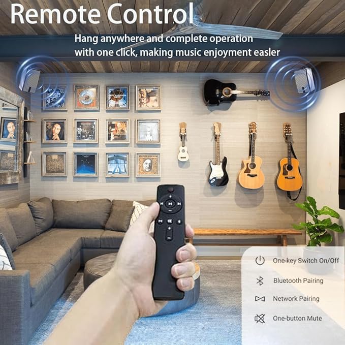 Outdoor Bluetooth Speakers 400w for Garage, Patio, Porch, Gazebo, Soffit, Entertainment Room. Wall Mount Speaker, Wireless Sync Up to 100 Speakers, IPX5 Waterproof (2 Pcs)
