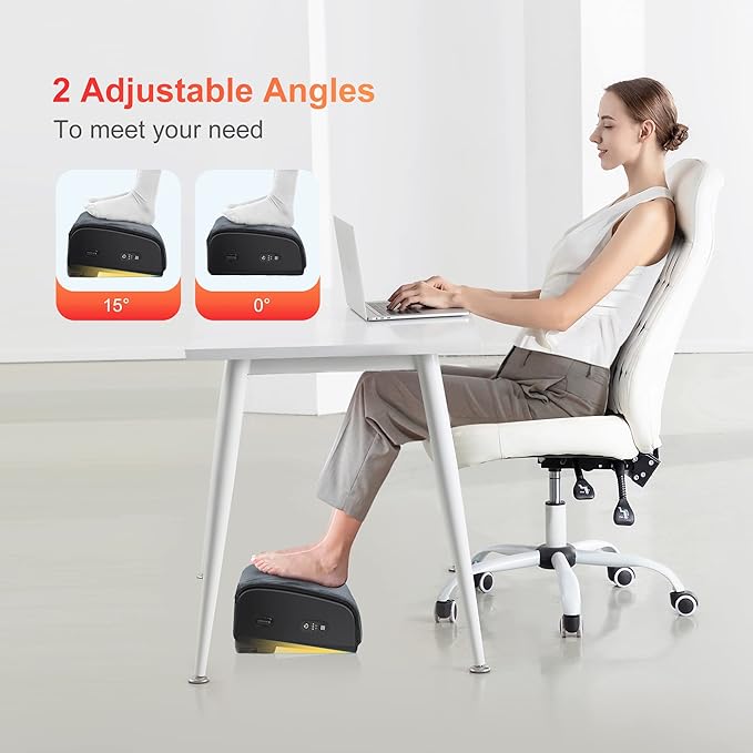 Comfier Foot Rest Under Desk at Work with Heat,Foot Warmer,Adjustable Height Foot Stool Under Office Desk, Memory Foam Foot Stools for Back Pain Relief,Foot Stand,Gift