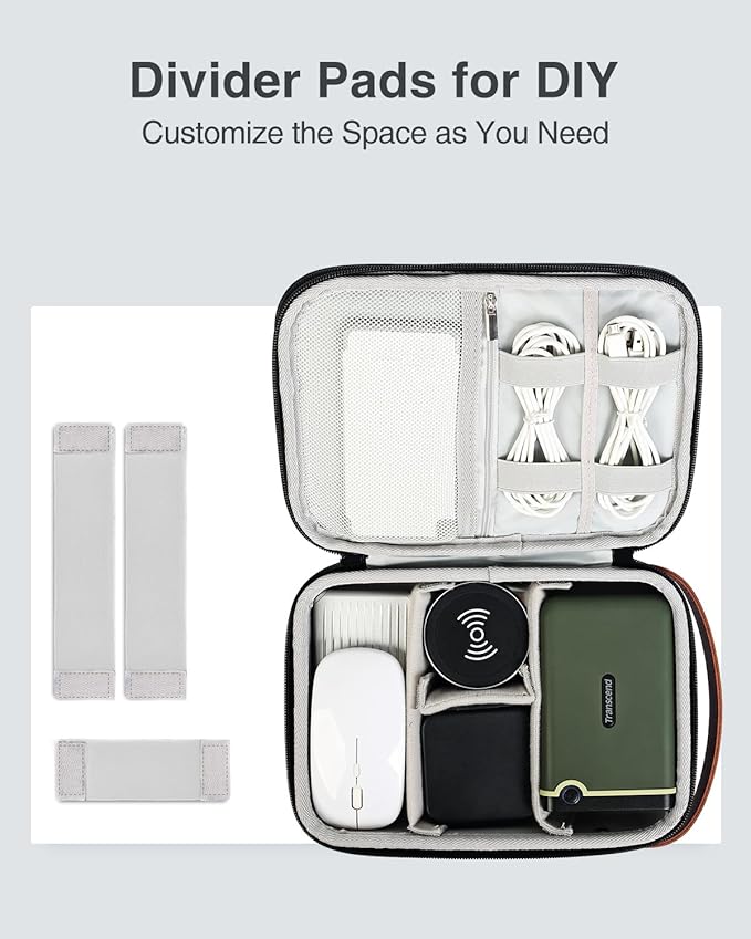 Luxtude Electronics Organizer Travel Case, Portable Tech Bag for Working/Travelling, Sturdy Hard Shell Zipper Cases for Charger/Mouse/Hard Drive, Case Only