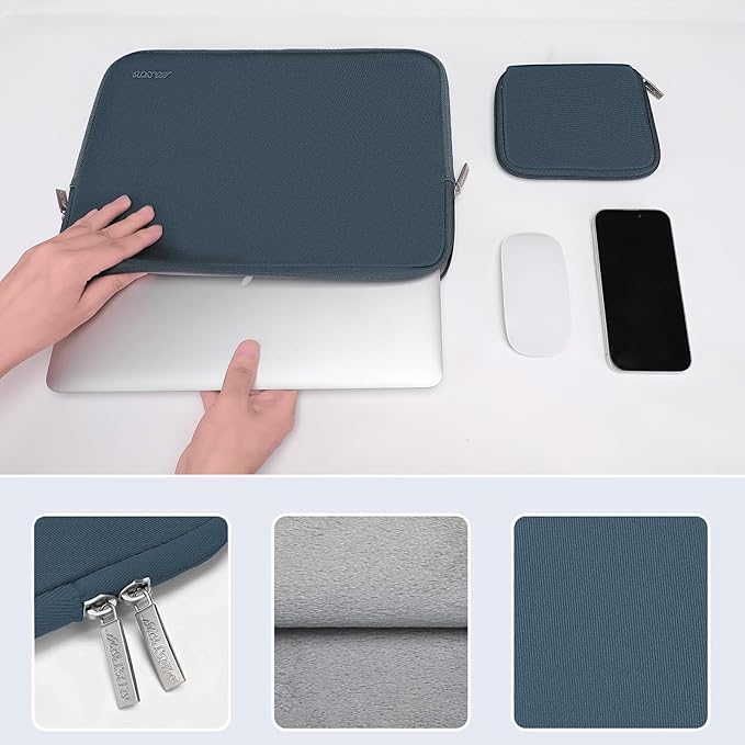 MOSISO Laptop Case 13.3 inch, 13-13.3 inch Laptop Sleeve Bag Compatible with MacBook Air/Pro 13/Pro 14 M5 M4 M3 M2 M1, HP Dell ASUS Lenovo, Neoprene Computer Sleeve Bag with Small Case, Haze Blue