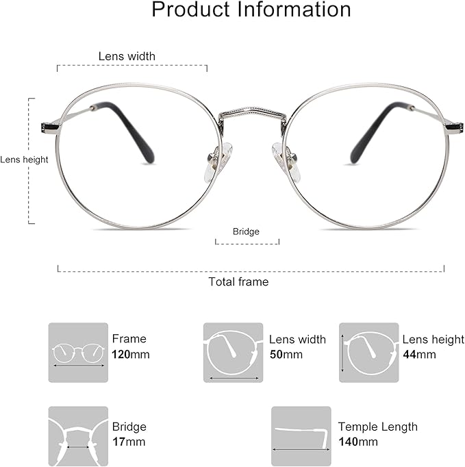 SOJOS Blue Light Blocking Computer Glasses Round Eyewear Anti Blue Light Lens Preppy Chic SJ5024B