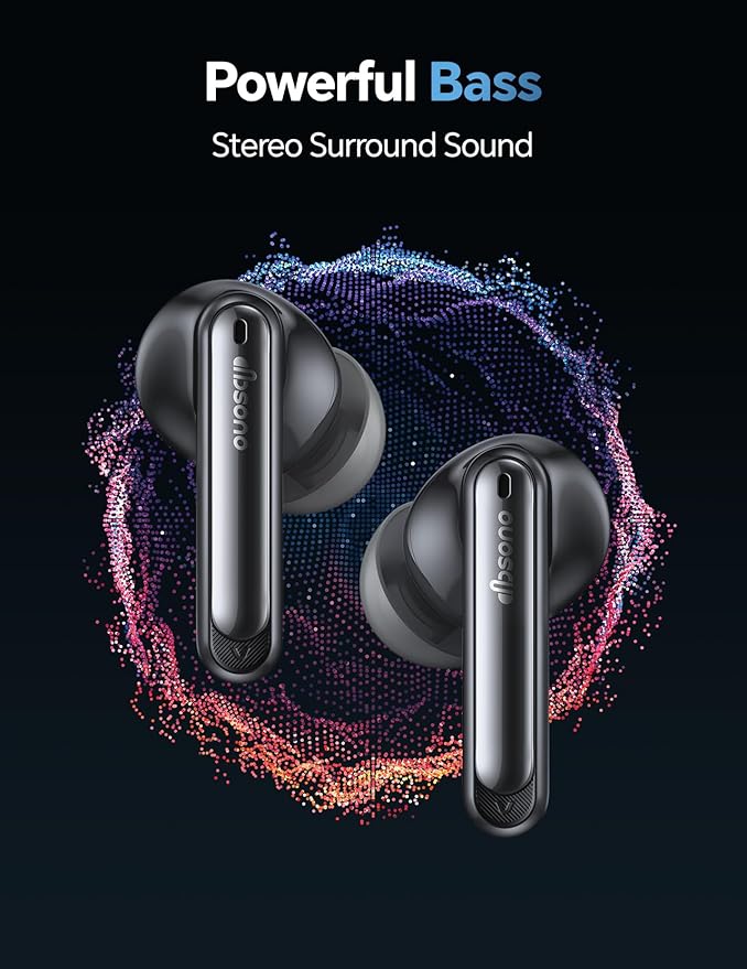 Wireless Bluetooth Earbuds: 13mm Drivers Hi-Fi Deep Bass, 30H Playtime, Touchscreen Control, Mic for Calls, IPX5 Water-Resistant, Comfortable Fit, Birthday Gifts for Adults/Teens/Men, Black
